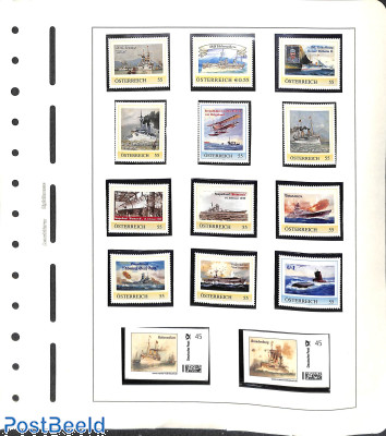 Personal stamps with ships (12x Austria, 2x Germany)
