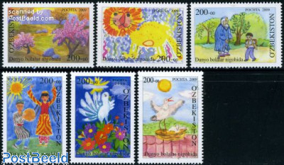 Stamp 2009, Uzbekistan Childrens paintings 6v, 2009