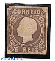 Portugal 1862 5 Reis Brown, King Pedro V