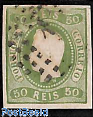 Portugal 1866 King Luís I 50 Reis Green Used Stamp