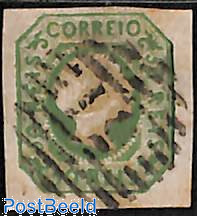 Portugal 1855 50 Reis Yellow-Green Definitive Stamp
