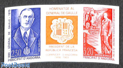 Charles de Gaulle 2v+tab [:T:], imperforated