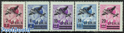 Serbia 1942 Airmail Overprints Set