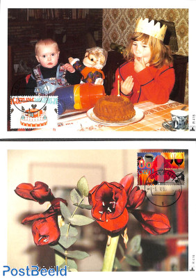 Birthday stamps 2v, max cards Mill set R415+416