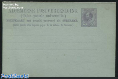 Reply Paid postcard 5/5c purple