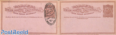 Uruguay 1892 Reply Paid Postcard 3+3 Centesimos