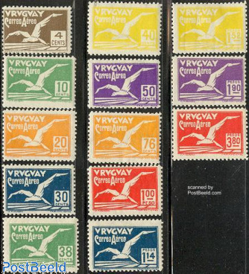Uruguay 1928 Airmail Albatross Set of 13 Values
