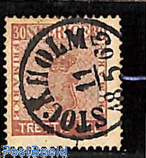 Sweden 1858 30 Öre Lion Type Used