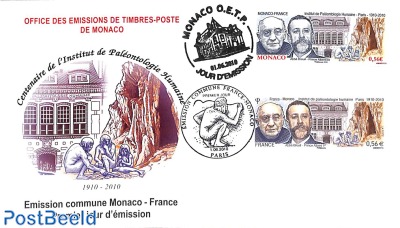 Paleonthology, Monaco/France FDC cover