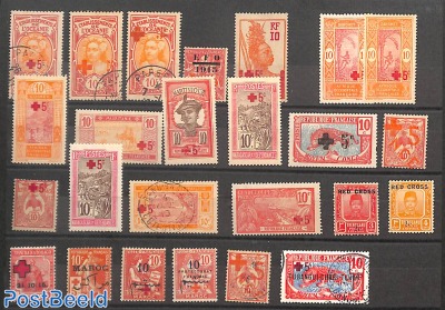 Stockcard with early Red Cross stamps */o