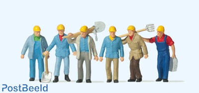 Construction workers with helmets