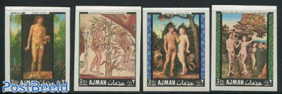 Adam & Eve paintings 4v, imperforated