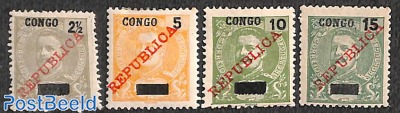 Congo, REPUBLICA overprints 4v