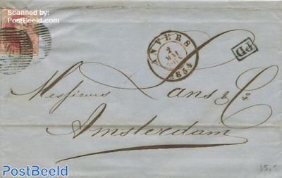 Folding letter from Antwerpen to Amsterdam