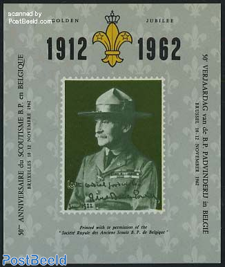 Special sheet 50 Years scouting, no postal value