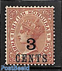 3 CENTS on 3d, London print, Stamp out of set