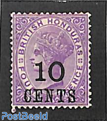 10 CENTS on 4d, London print, Stamp out of set