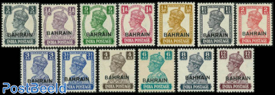 Definitives 13v, overprints on India stamps