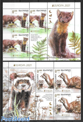 Europa, endangered animals 2 out of booklet, without value, not valid for postage.
