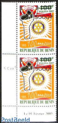 set of 2 stamps, 100 years of rotary, overprint