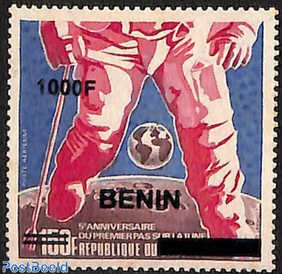 5th anniversary of the first step on the moon, overprint