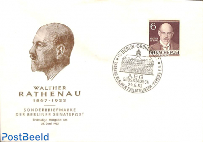 Walther Rathenau 1v, FDC