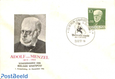 Adolph von Menzel 1v, FDC