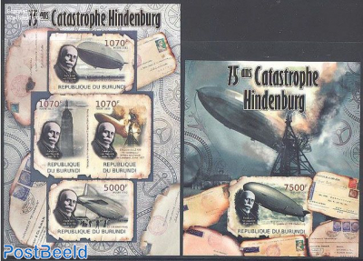 Hindenburg catastrophe 2 s/s, Imperforated