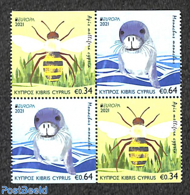 Europa, endangered animals 4v from booklet [+]