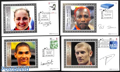 Olympic winners, 4 covers with Autographs