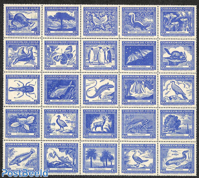 Nature history sheetlet 60c blue 25x