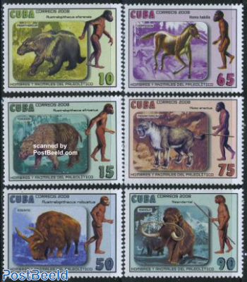 Prehistoric humans & animals 6v