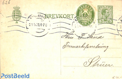 Postcard 5o, uprated with 5o from envelope, used