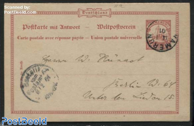 Kamerun, Reply Paid Postcard 10/10pf