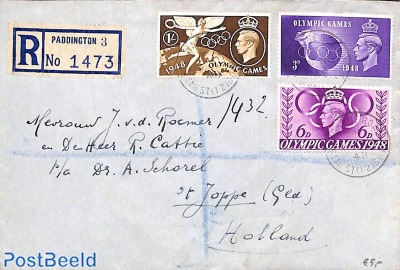 Registered letter with Olympic games stamps