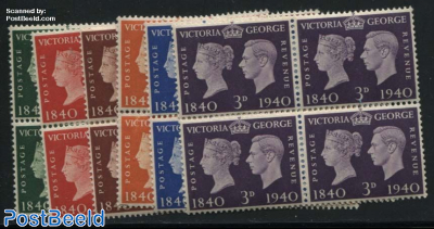 Stamp centenary 6v, Blocks of 4 [+]