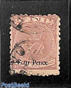 Four Pence on 2d, used