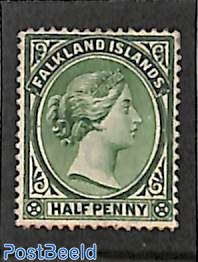 1/2d, WM Crown-CA, bluegreen, Stamp out of set, without gum