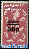 50p on 10Sh, Stamp out of set