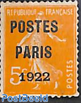 5c, precancel PARIS 1922