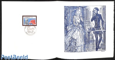 Centenaire du Téléphone, Special FDC leaf on handmade paper with Decaris gravure, limited ed.