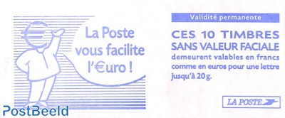 La Poste vous facilite l'Euro, Booklet 10x timbre rouge s-a