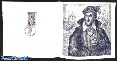 Amiral de Colgny, Special FDC leaf on handmade paper with Decaris gravure, limited ed.