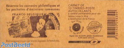 France-Belgique, Booklet 12x Lettre Prioritaire