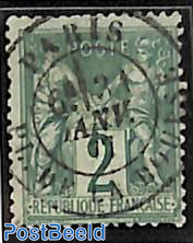 2c green, type II, used