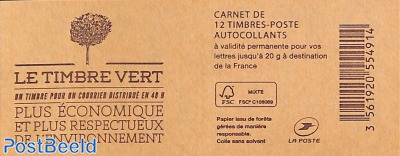 Le timbre vert, Booklet with 12x vert s-a