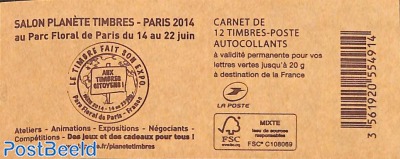Salon Planète Timbres, Booklet with 12x vert s-a