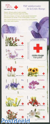 Red Cross, flowers 10v in foil booklet