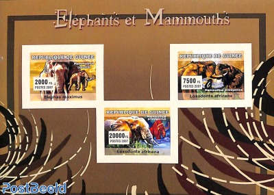 Elephants & mammoths 3v m/s, imperforated