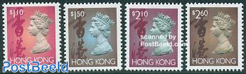 Definitives 4v, normal paper, HONG KONG fluorescend